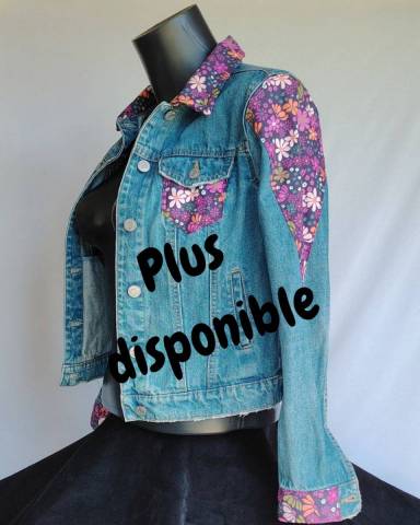 Veste en jean upcycl�e PRINTEMPS POURPRE