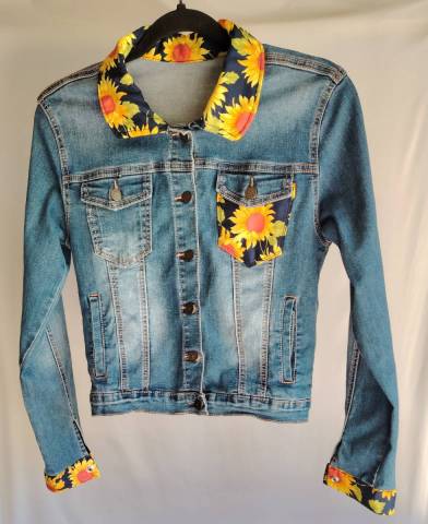 Veste en jean upcycl�e Tournesol
